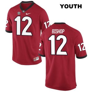 Youth Georgia Bulldogs NCAA #12 Tray Bishop Nike Stitched Red Authentic College Football Jersey WVF5654FG